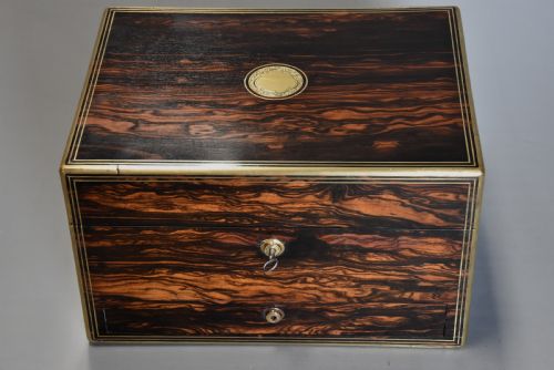 fig 2. Superb quality late 19th century coromandel and brass bound travelling vanity box