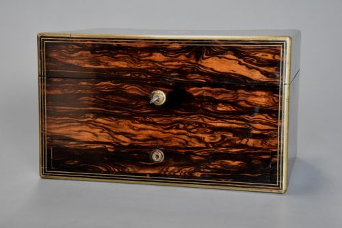 fig 3. Superb quality late 19th century coromandel and brass bound travelling vanity box