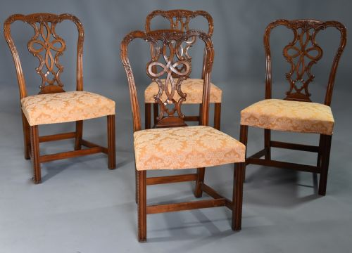 fig 1. Set of four fine quality early 20th century mahogany Chippendale style chairs