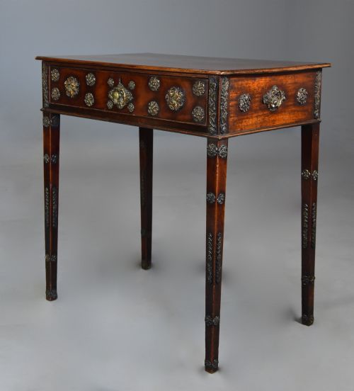 Highly Decorative Late 18th Century Mahogany Side Table with Later Applied Brass Paterae