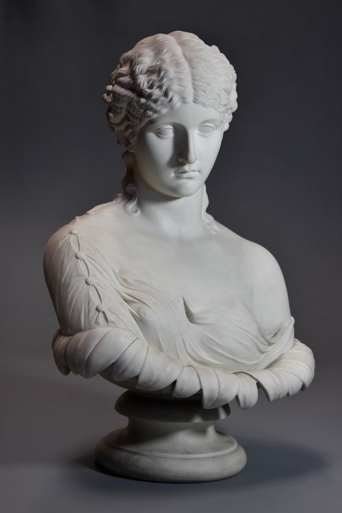 fig 1. Highly decorative large mid 19th century Parian bust of ‘Clytie’, stamped ‘Copeland’