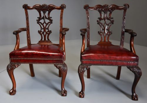 fig 2. Superb pair of late 19th century mahogany open armchairs in the Chippendale style