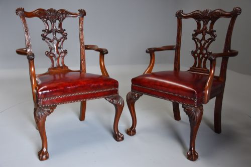 fig 3. Superb pair of late 19th century mahogany open armchairs in the Chippendale style