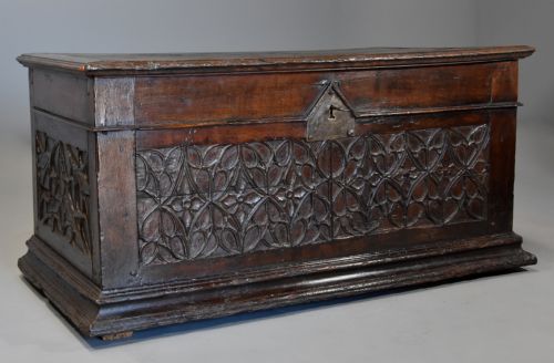 Extremely Rare French Early 16th Century Fruitwood (Cherry) Coffer of Superb Patina