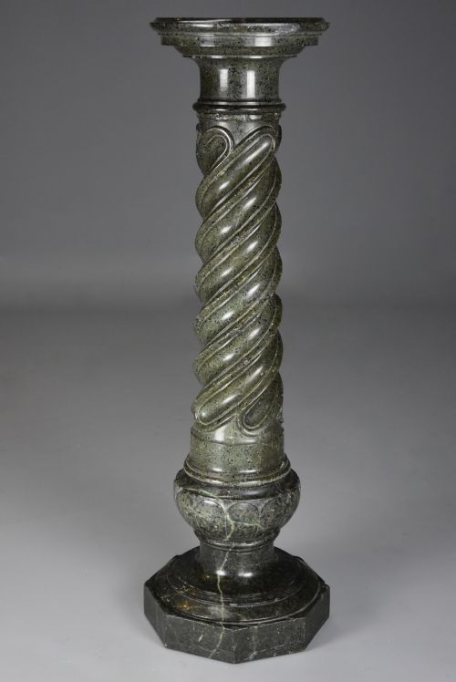 French Mid 19th Century Green Serpentine Marble Column
