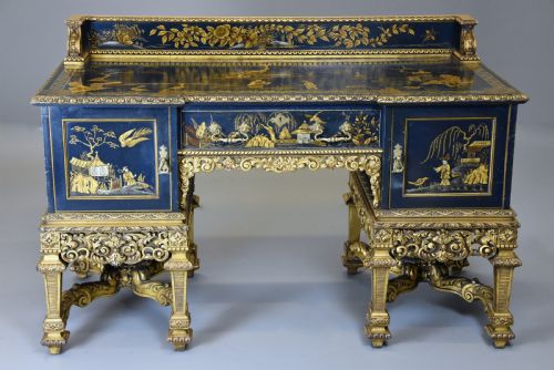 fig 1. Superb quality highly decorative early 20th century Charles II style Chinoiserie dressing table or desk