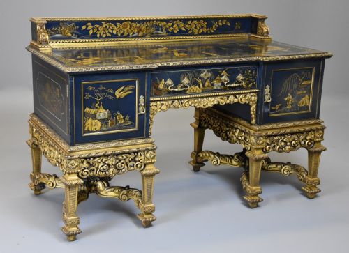 fig 2. Superb quality highly decorative early 20th century Charles II style Chinoiserie dressing table or desk