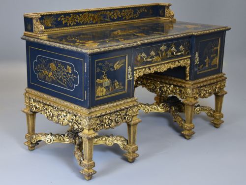 fig 3. Superb quality highly decorative early 20th century Charles II style Chinoiserie dressing table or desk