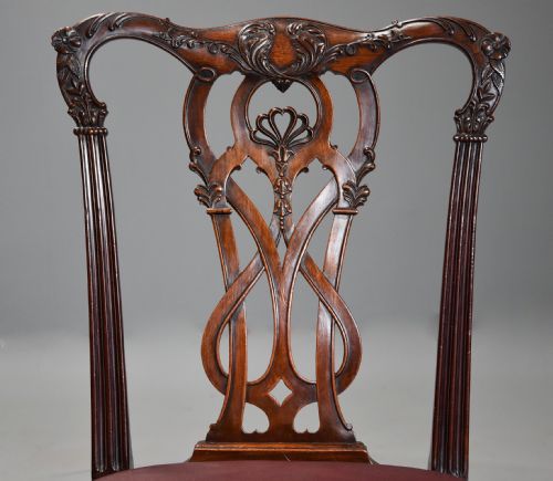 fig 4. Superb quality large set of twenty one late 19thc Chippendale style mahogany dining chairs of excellent patina