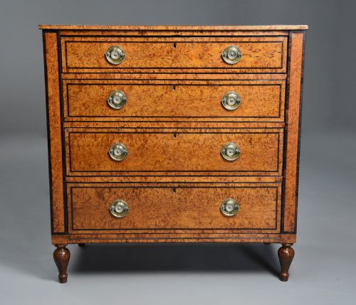 Rare Early 19th Century Regency Karelian Birch Chest of Drawers