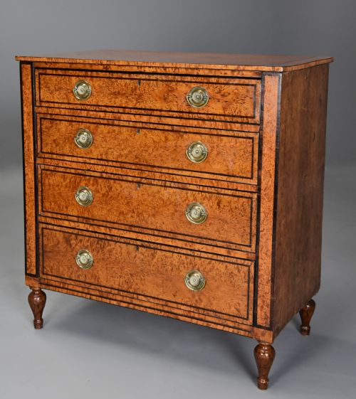 fig 1. Rare early 19th century Regency Karelian birch chest of drawers