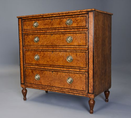 fig 2. Rare early 19th century Regency Karelian birch chest of drawers
