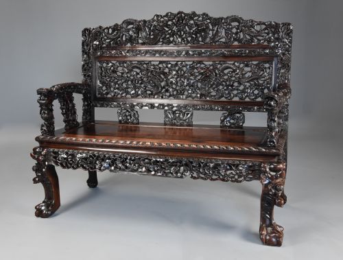 fig 5. Superb quality late 19th century Chinese profusely carved padouk seven piece suite