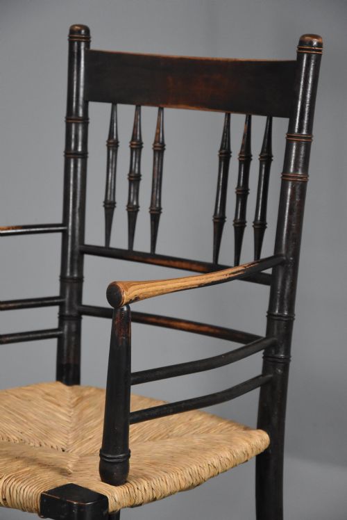 fig 4. Late 19th century ebonised Sussex armchair attributed to Morris & Co.