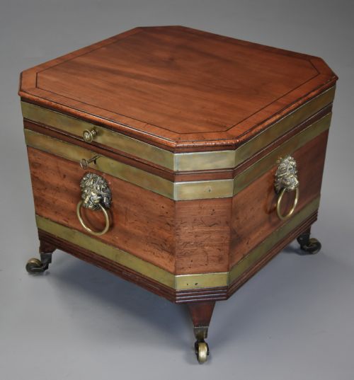 Early 19th Century Regency Mahogany Brass Bound Cellarette or Wine Cooler of Excellent Patina