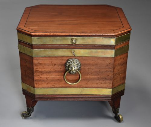 fig 2. Early 19th century Regency mahogany brass bound cellarette or wine cooler of excellent patina 
