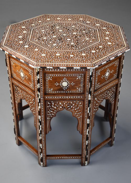 fig 1. Superb quality late 19th century Anglo Indian inlaid hardwood octagonal table