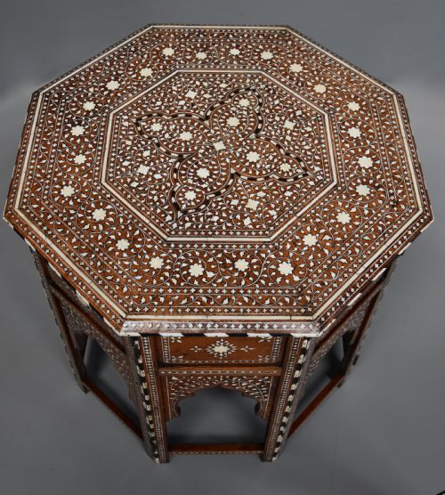 fig 2. Superb quality late 19th century Anglo Indian inlaid hardwood octagonal table