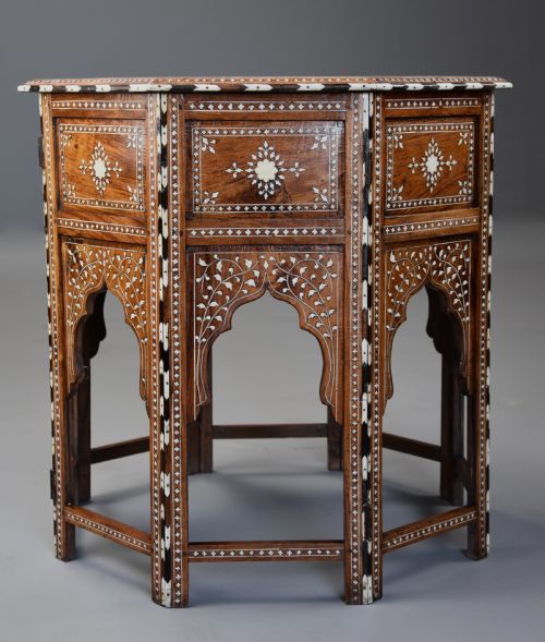 fig 3. Superb quality late 19th century Anglo Indian inlaid hardwood octagonal table