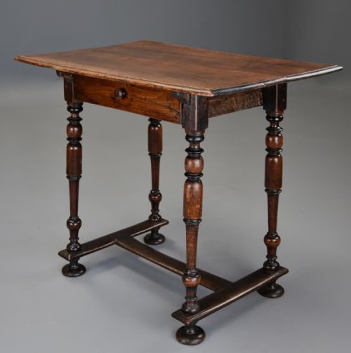fig 1. Late 17th century Continental walnut side table with drawer of superb patina 