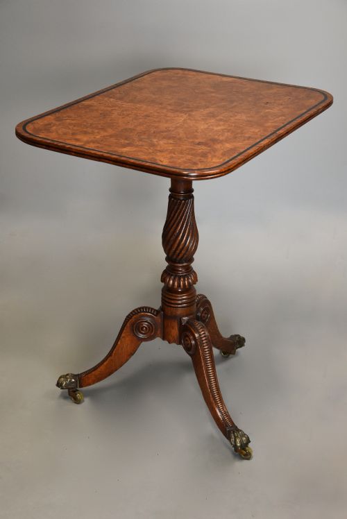 fig 1. Rare fine quality early 19th century Regency burr oak tilt top table