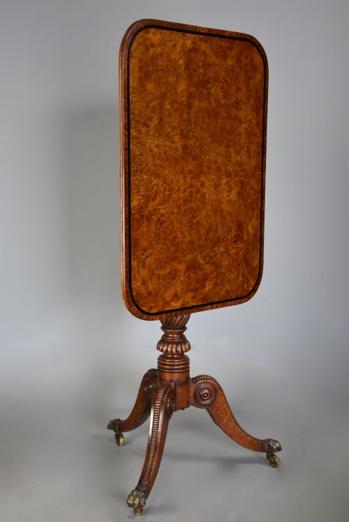fig 2. Rare fine quality early 19th century Regency burr oak tilt top table
