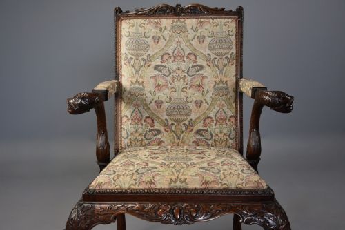 fig 2. Superb George II style mahogany Gainsborough open armchair or library chair 
