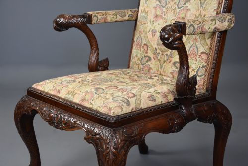 fig 5. Superb George II style mahogany Gainsborough open armchair or library chair 
