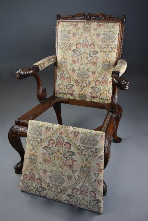 fig 6. Superb George II style mahogany Gainsborough open armchair or library chair 
