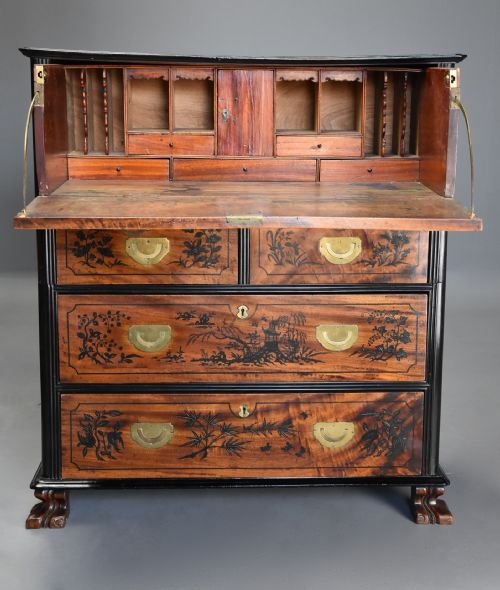 fig 3. Extremely rare & superb early 19thc Anglo Chinese camphor wood Campaign secretaire chest of excellent patina