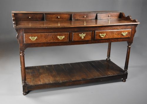 Mid 18th Century Oak Potboard Dresser Base of Superb Patina
