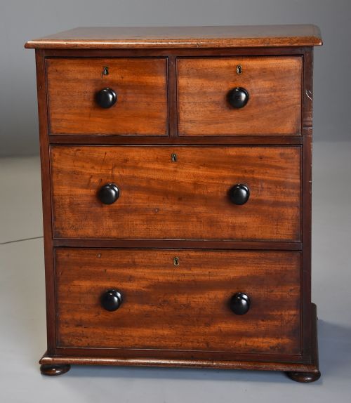 fig 1. Small mid 19th century mahogany chest of drawers with superb patina