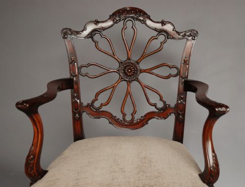 fig 1. Late 19th century fine quality mahogany open armchair in the Chippendale style