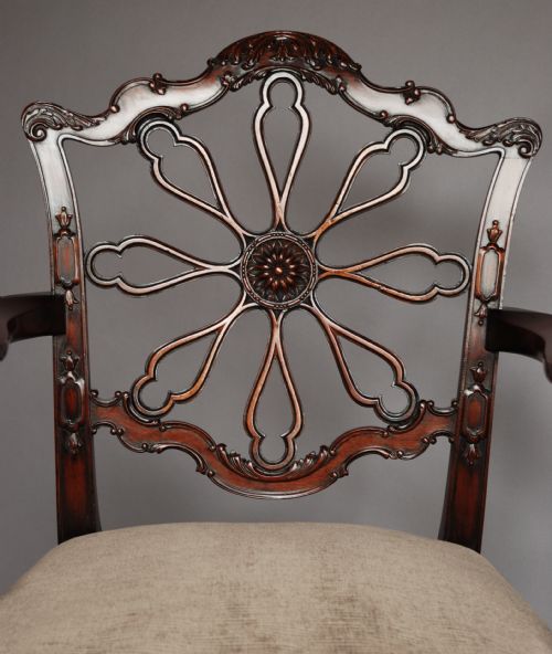 fig 2. Late 19th century fine quality mahogany open armchair in the Chippendale style