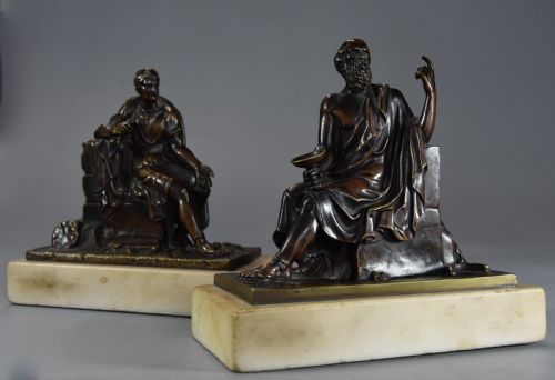 fig 2. Fine quality pair of late 19th century French bronzes of Socrates and Leon of Salamis with superb patina