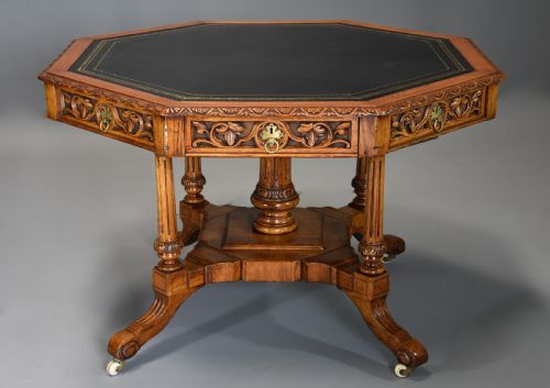Mid/late 19th Century Oak Octagonal Library Table by T.h. Filmer & Sons, Oxford St, London