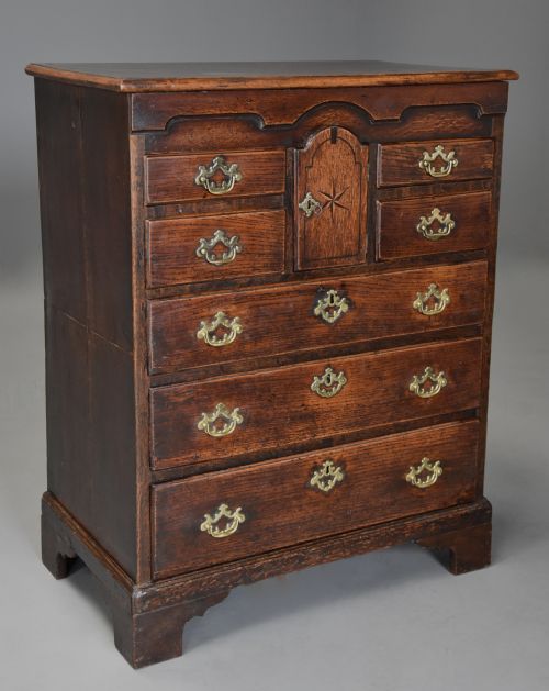 fig 1. Superb 18th century oak Norfolk chest with excellent patina