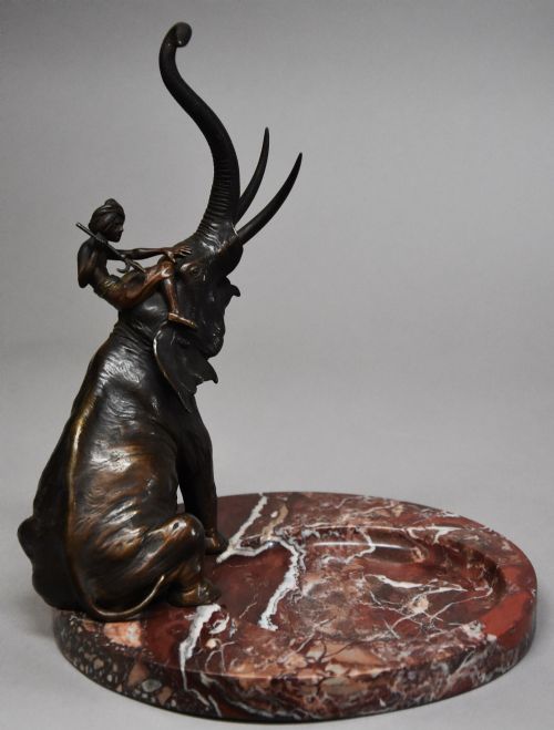 fig 1. Superb quality late 19th century bronze elephant on marble base by Franz Bergman