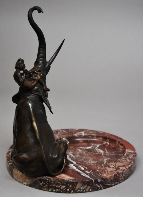 fig 2. Superb quality late 19th century bronze elephant on marble base by Franz Bergman
