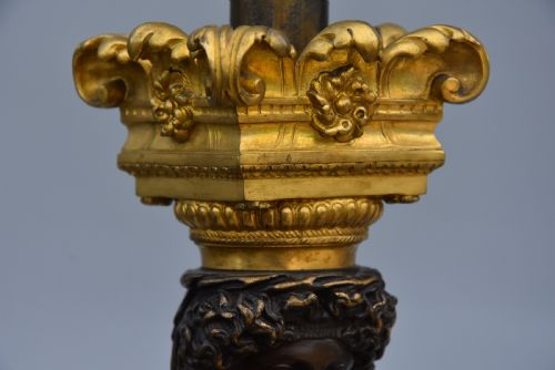 fig 5. Large pair of superb quality 19thc bronze & gilt bronze table lamps, signed Barbedienne