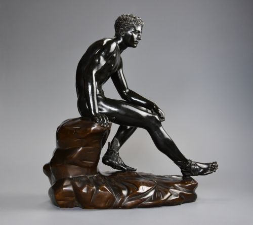fig 1. Large fine quality late 19thc Grand Tour Italian bronze of 'Seated Hermes', after the Antique