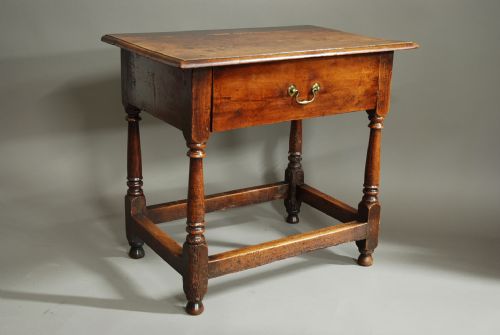 fig 1. 18th century cherry wood joined side table of superb patina