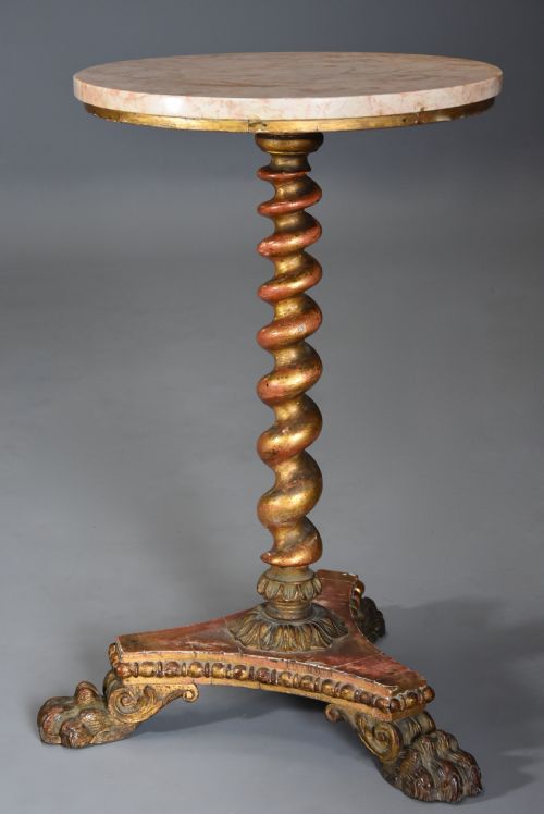Early 19th Century Giltwood Occasional Table with Marble Top
