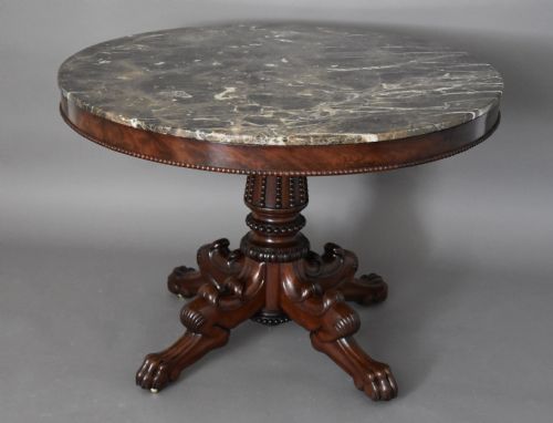 Fine Quality French 19th Century Mahogany Gueridon Table with Unusual Quatre-form Base