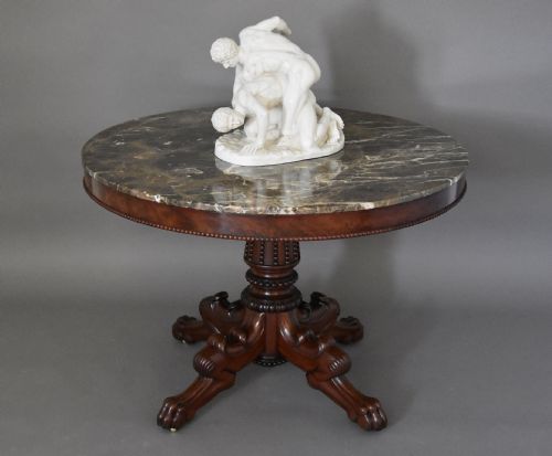 fig 2. Fine quality French 19th century mahogany gueridon table with unusual quatre-form base