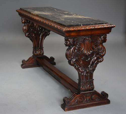 fig 1. Fine quality Italian 19th century Renaissance style walnut & marble centre table