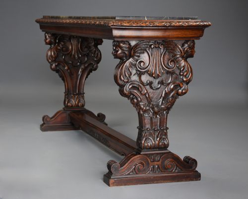 fig 2. Fine quality Italian 19th century Renaissance style walnut & marble centre table