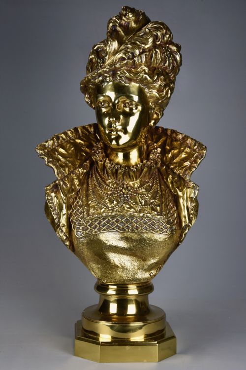 fig 1. Late 19thc French gilt bronze bust figure of a Victorian lady by Ernest Rancoulet (1870-1915)