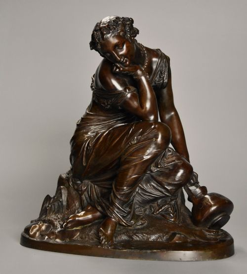 Fine Quality 19th Century French Female Bronze 'Reflections' by Alexandre Schoenewerk (1820-1885)