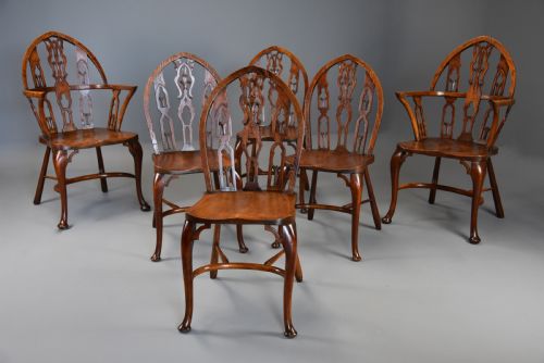 fig 2. Superb set of six late 19th century Gothic style Windsor chairs